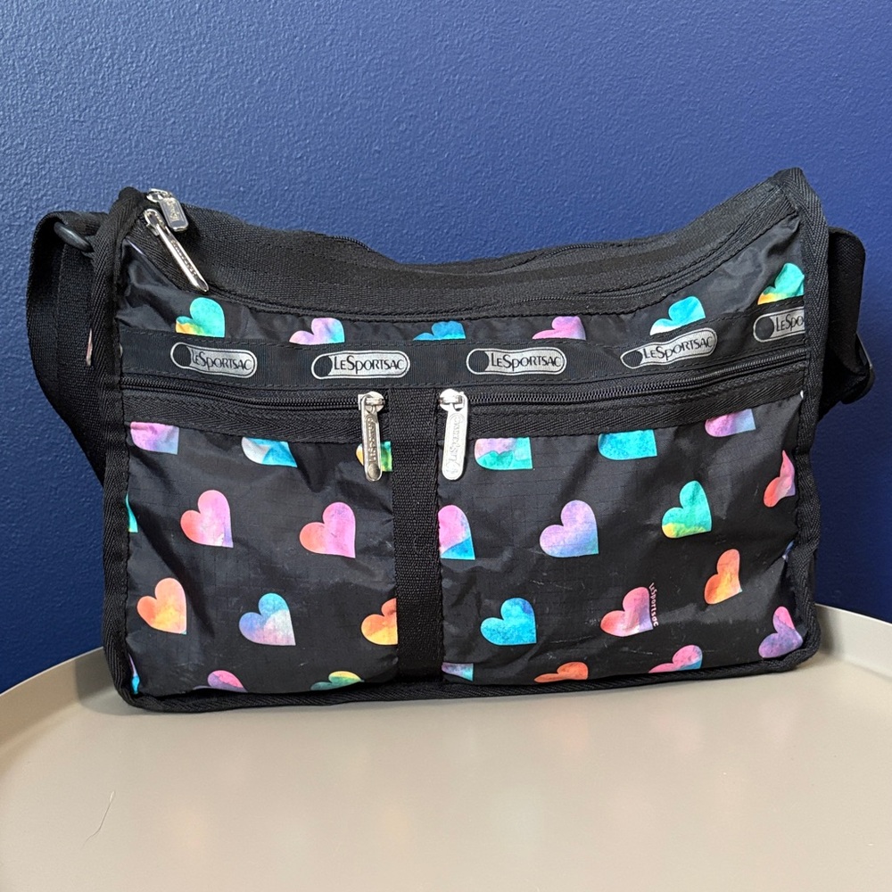 LeSportsac Multicolor Heart Print Everyday Deluxe Shoulder Bag